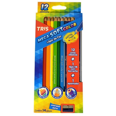 Estojo Lapis de Cor C/12 Mega Soft Tris